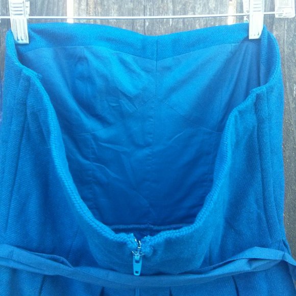 NWT A&F Blue Strapless Wool Blend Dress - Picture 7 of 11